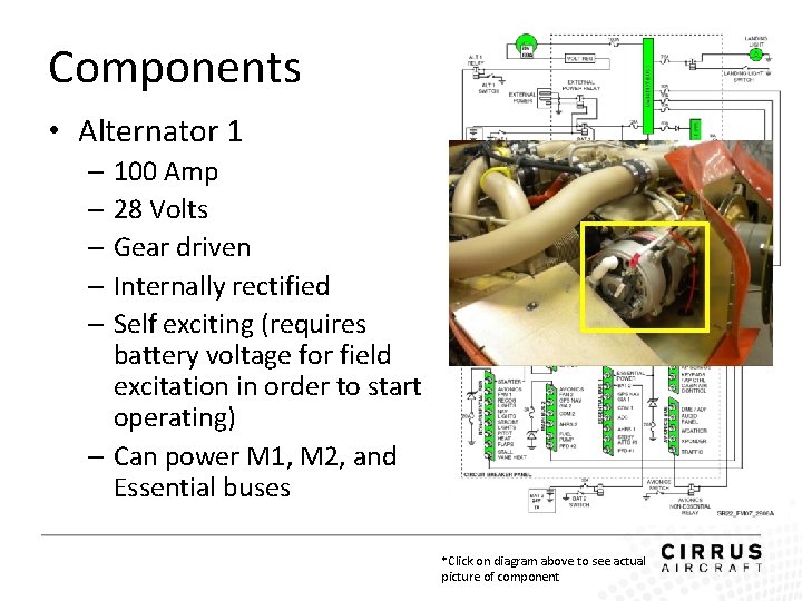 Components • Alternator 1 – 100 Amp – 28 Volts – Gear driven –