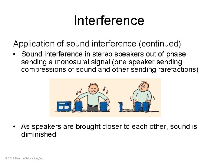 Interference Application of sound interference (continued) • Sound interference in stereo speakers out of