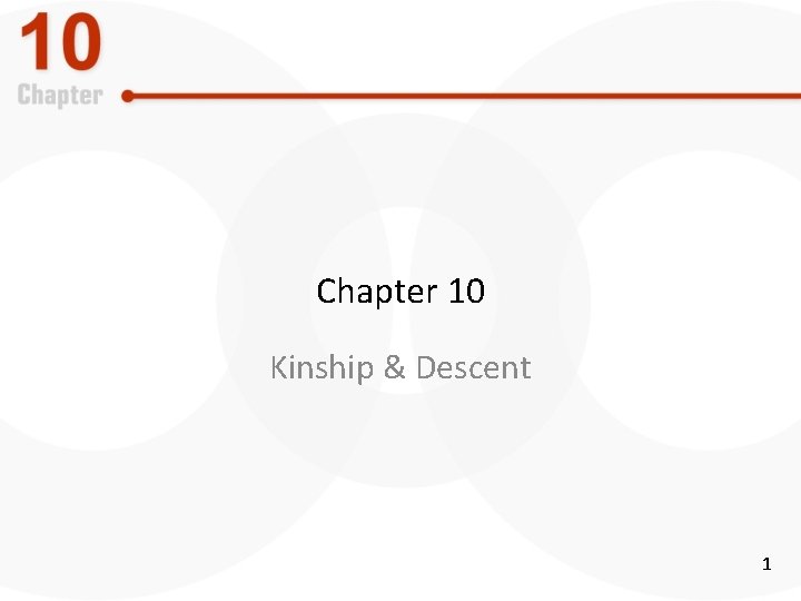 Chapter 10 Kinship & Descent 1 