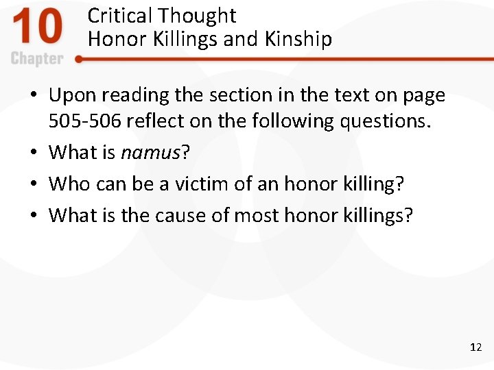 Critical Thought Honor Killings and Kinship • Upon reading the section in the text
