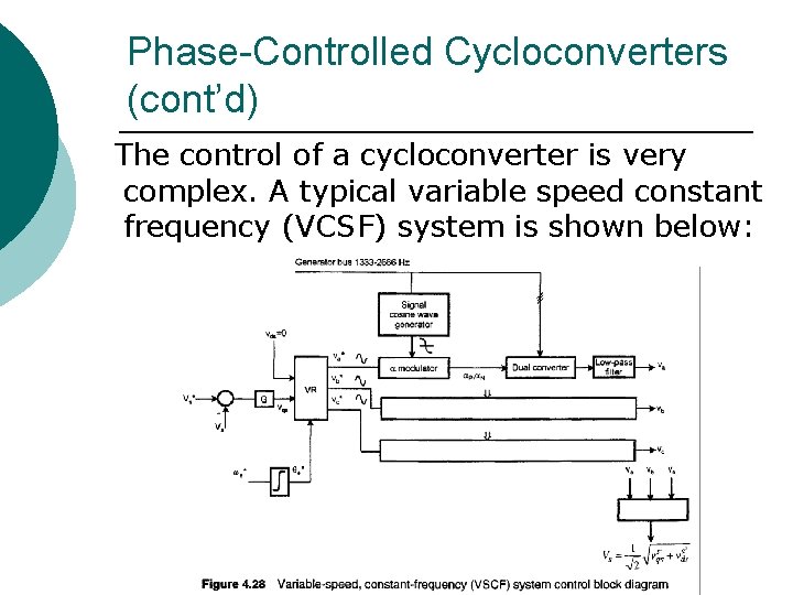 Phase-Controlled Cycloconverters (cont’d) The control of a cycloconverter is very complex. A typical variable