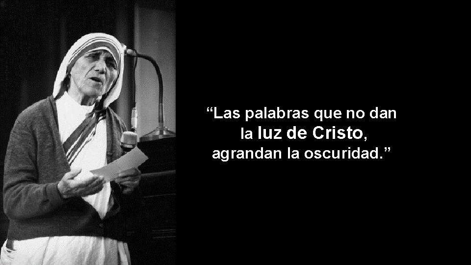 “Las palabras que no dan la luz de Cristo, agrandan la oscuridad. ” 