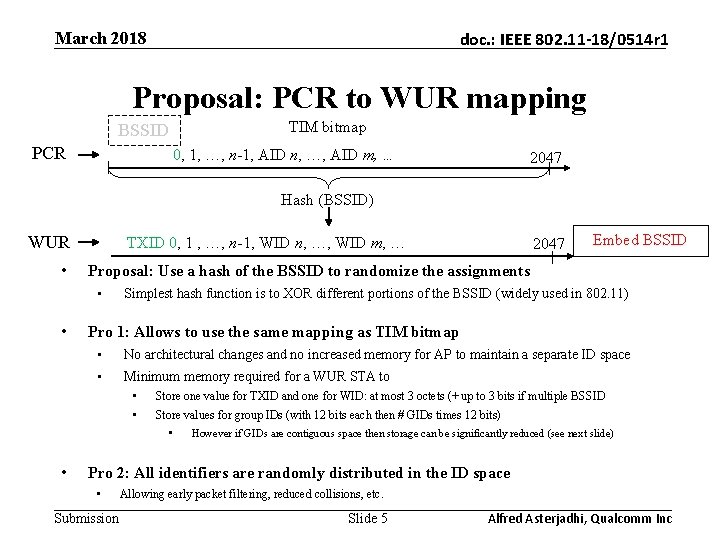 March 2018 doc. : IEEE 802. 11 -18/0514 r 1 Proposal: PCR to WUR