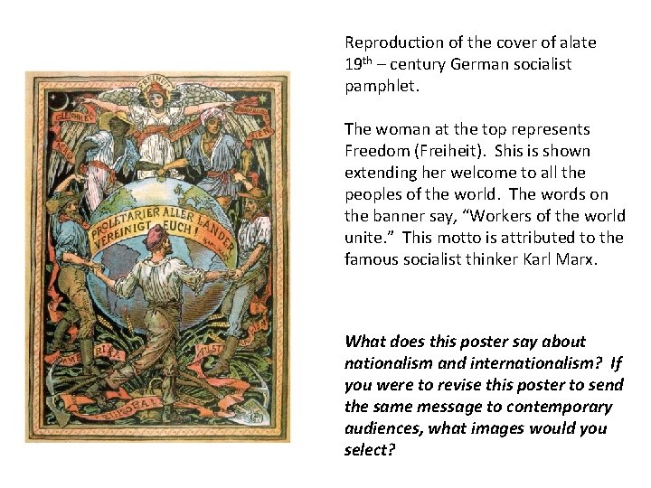 Reproduction of the cover of alate 19 th – century German socialist pamphlet. The