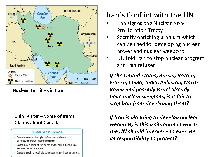 Iran’s Conflict with the UN • • • Nuclear Facilities in Iran Spin buster