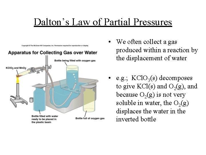 Dalton’s Law of Partial Pressures • We often collect a gas produced within a