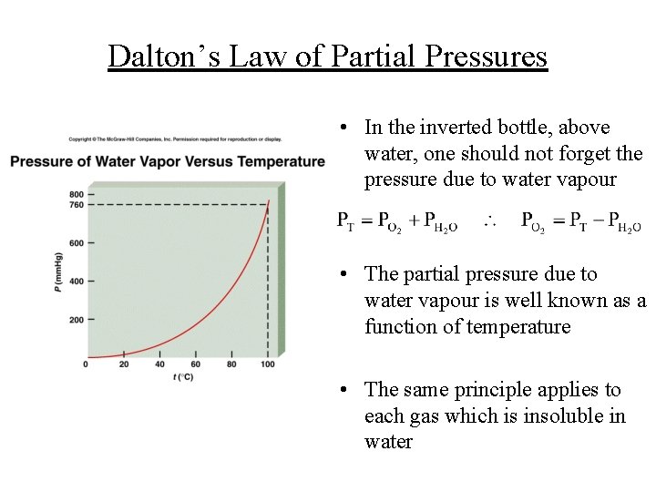 Dalton’s Law of Partial Pressures • In the inverted bottle, above water, one should