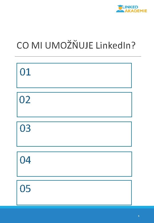 CO MI UMOŽŇUJE Linked. In? 01 02 03 04 © 2020 LINKED AKADEMIE 05