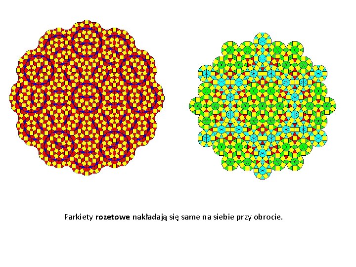 Parkiety rozetowe nakładają się same na siebie przy obrocie. 