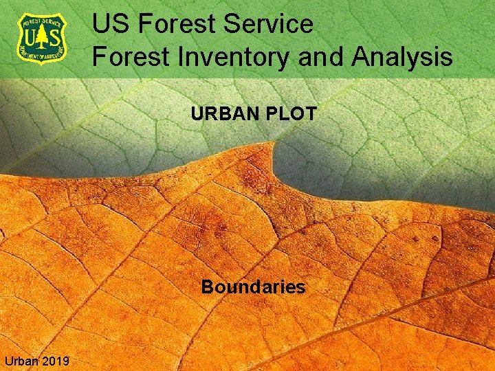 US Forest Service Forest Inventory and Analysis URBAN PLOT Boundaries Urban 2019 