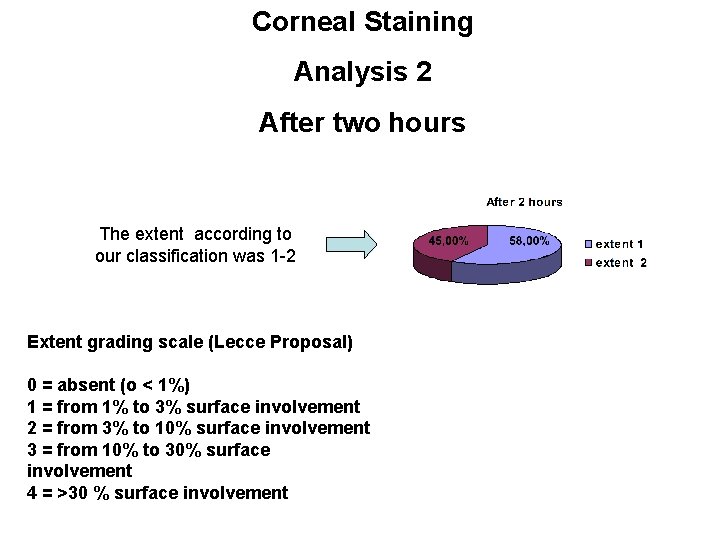 Corneal Staining Analysis 2 After two hours The extent according to our classification was