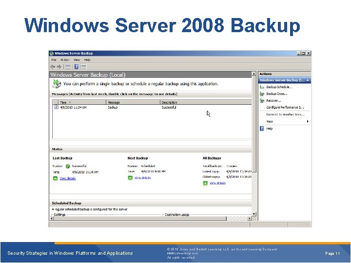 Windows Server 2008 Backup Security Strategies in Windows Platforms and Applications © 2015 Jones