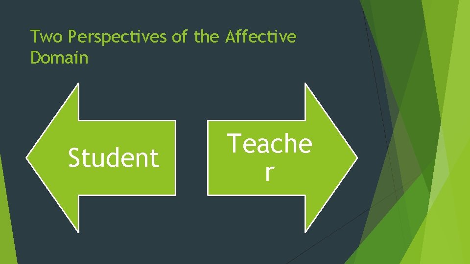 Two Perspectives of the Affective Domain Student Teache r 