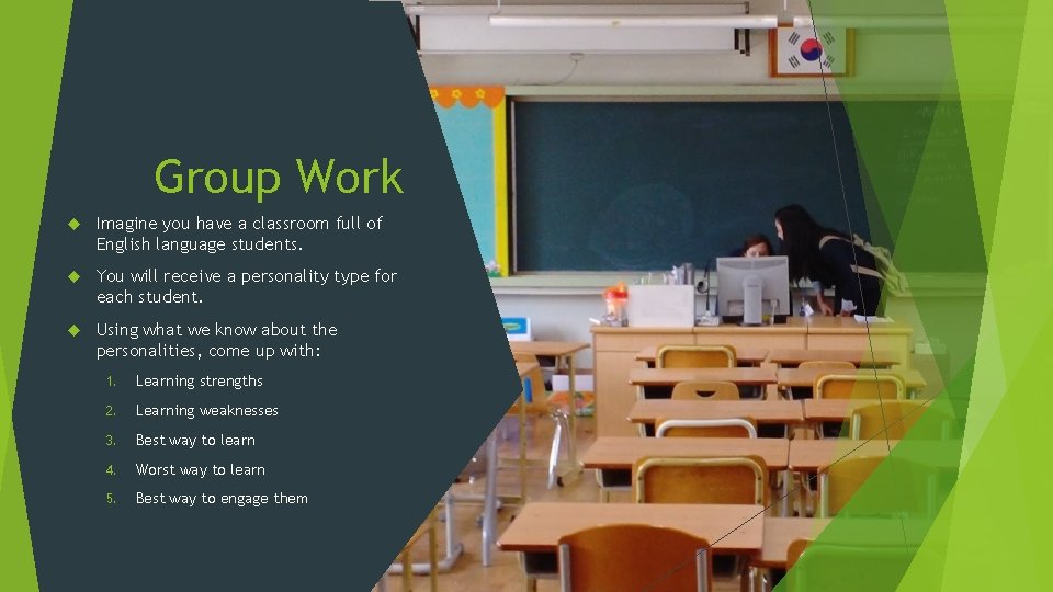 Group Work Imagine you have a classroom full of English language students. You will