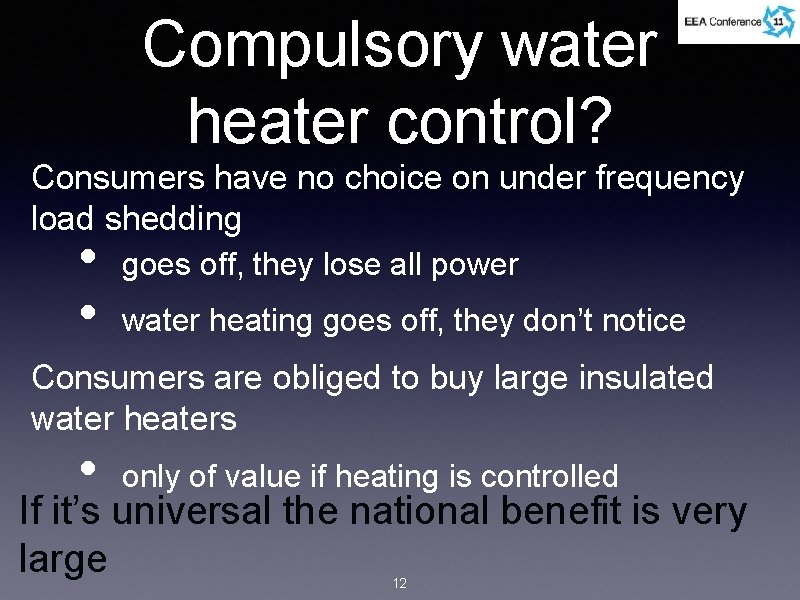 Compulsory water heater control? Consumers have no choice on under frequency load shedding •