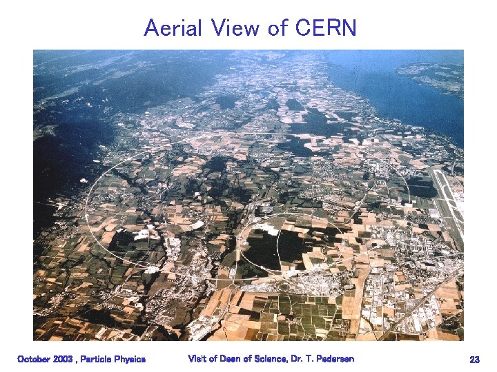 Aerial View of CERN October 2003 , Particle Physics Visit of Dean of Science,