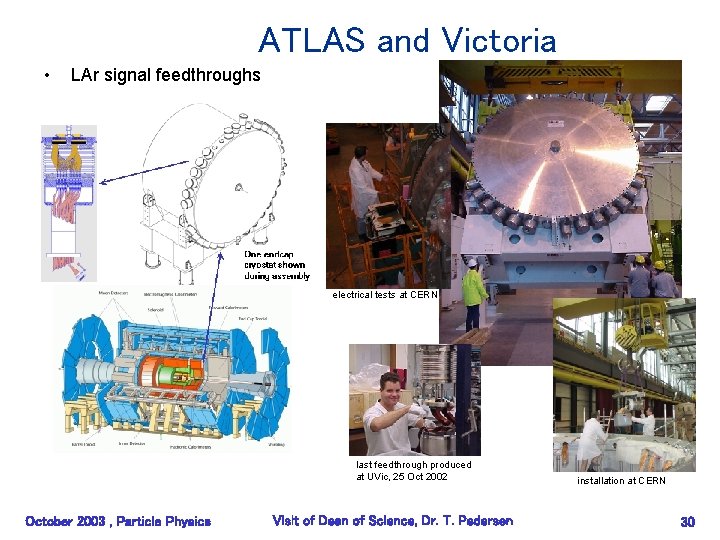 ATLAS and Victoria • LAr signal feedthroughs electrical tests at CERN last feedthrough produced