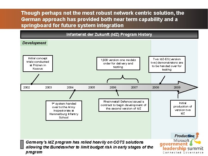 Though perhaps not the most robust network centric solution, the German approach has provided Though perhaps not the most robust network centric solution, the German approach has provided