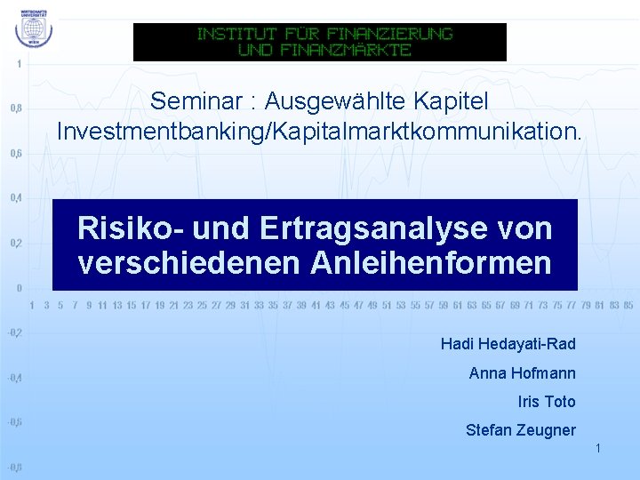 Seminar : Ausgewählte Kapitel Investmentbanking/Kapitalmarktkommunikation. Risiko- und Ertragsanalyse von verschiedenen Anleihenformen Hadi Hedayati-Rad Anna