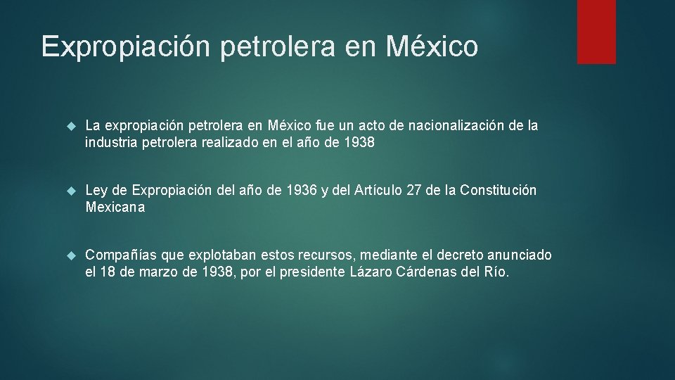 Expropiación petrolera en México La expropiación petrolera en México fue un acto de nacionalización