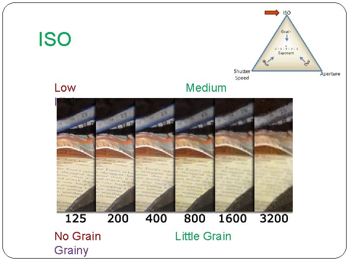 ISO Low High No Grainy Medium Little Grain 
