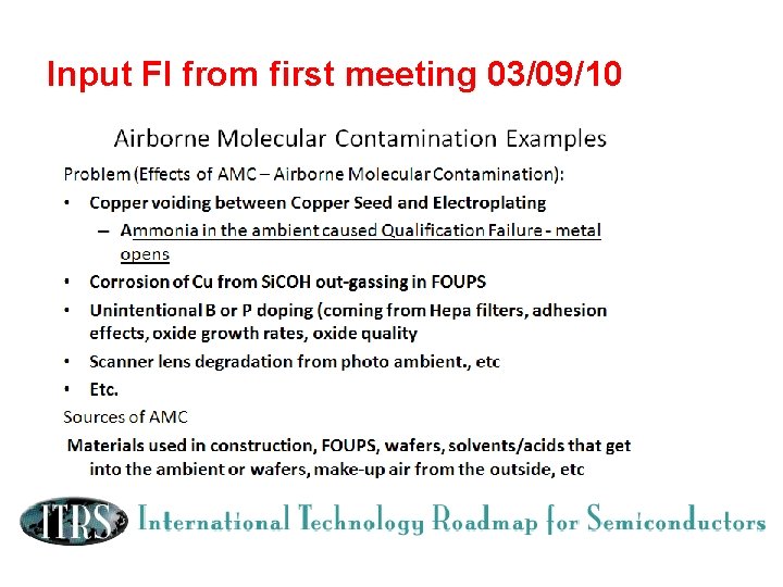 Input FI from first meeting 03/09/10 Input FI from first meeting 03/09/10