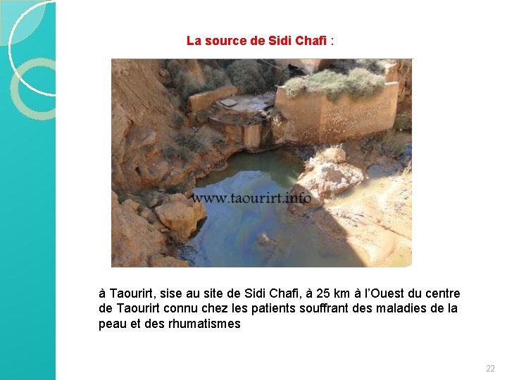 La source de Sidi Chafi : à Taourirt, sise au site de Sidi Chafi,