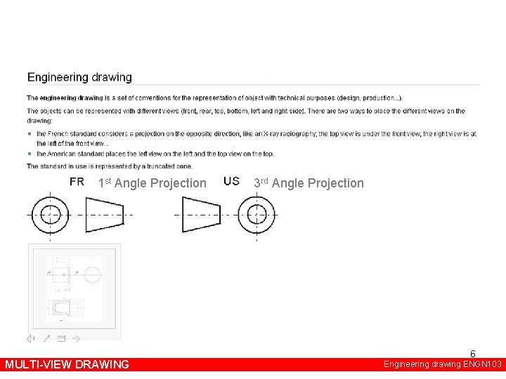 1 st Angle Projection MULTI-VIEW DRAWING 3 rd Angle Projection 6 Engineering drawing ENGN