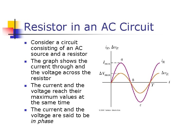 Resistor in an AC Circuit n n Consider a circuit consisting of an AC