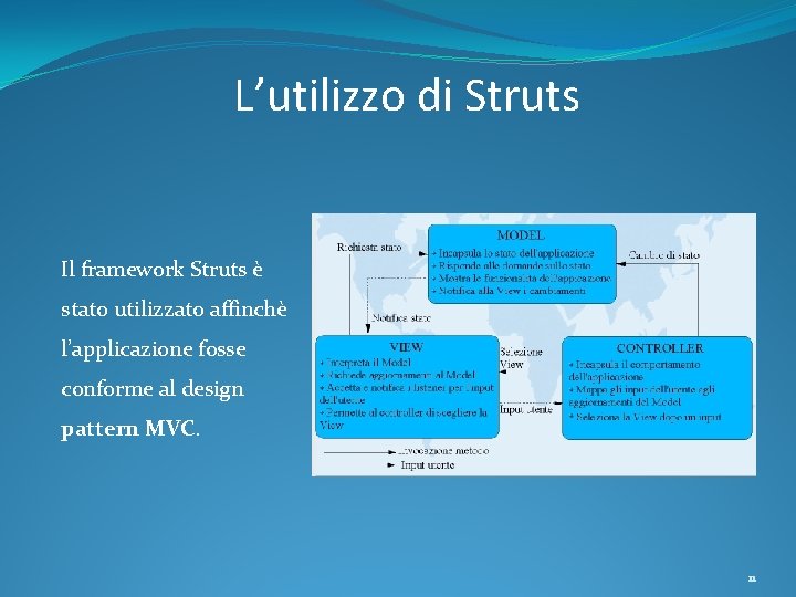 L’utilizzo di Struts Il framework Struts è stato utilizzato affinchè l’applicazione fosse conforme al