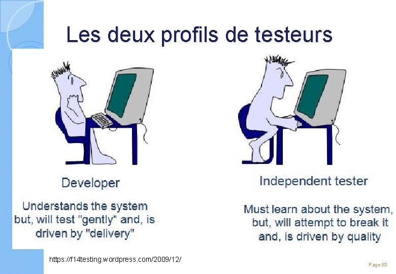 Les deux profils de testeurs https: //f 14 testing. wordpress. com/2009/12/ Page 83 