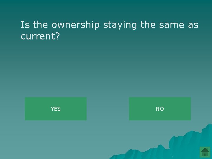 Is the ownership staying the same as current? YES NO 