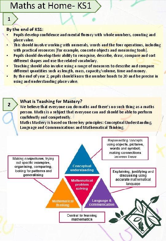 Maths at Home- KS 1 1 By the end of KS 1: • •