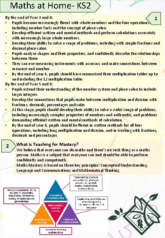 Maths at Home- KS 2 By the end of Year 3 and 4: 1