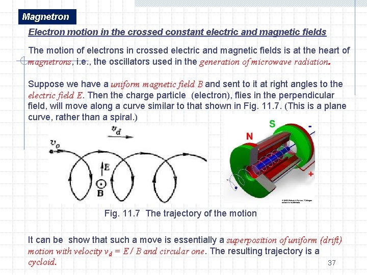 Magnetron Electron motion in the crossed constant electric and magnetic fields The motion of