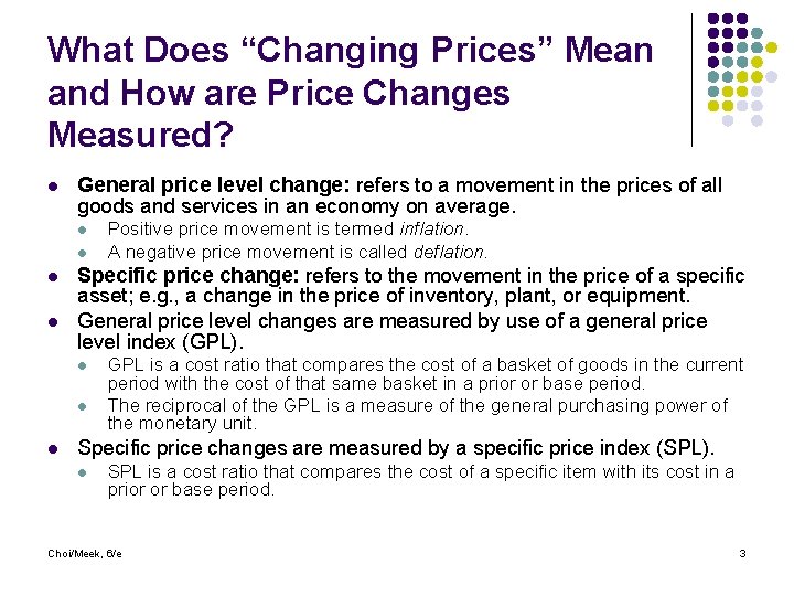 What Does “Changing Prices” Mean and How are Price Changes Measured? l General price