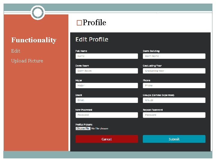 �Profile Functionality Edit Upload Picture 