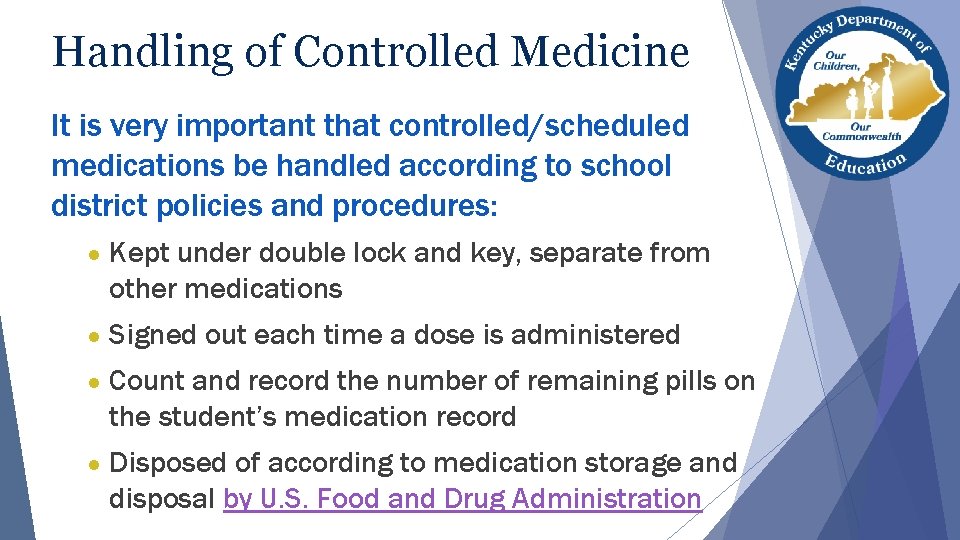 Handling of Controlled Medicine It is very important that controlled/scheduled medications be handled according