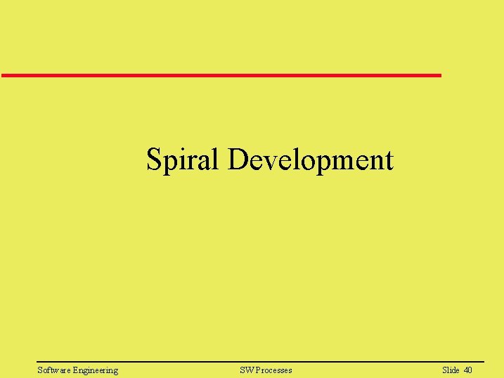 Spiral Development Software Engineering SW Processes Slide 40 