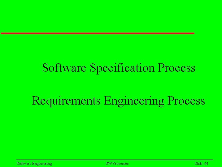Software Specification Process Requirements Engineering Process Software Engineering SW Processes Slide 44 