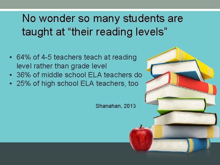 No wonder so many students are taught at “their reading levels” • 64% of