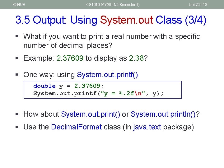 © NUS CS 1010 (AY 2014/5 Semester 1) Unit 20 - 18 3. 5