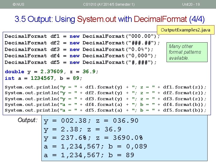 © NUS CS 1010 (AY 2014/5 Semester 1) Unit 20 - 19 3. 5