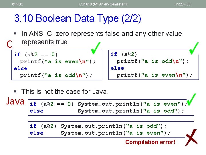 © NUS CS 1010 (AY 2014/5 Semester 1) Unit 20 - 35 3. 10