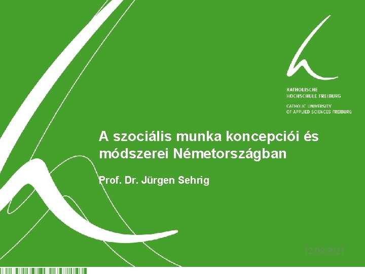 A szociális munka koncepciói és módszerei Németországban Prof. Dr. Jürgen Sehrig 12. 09. 2021