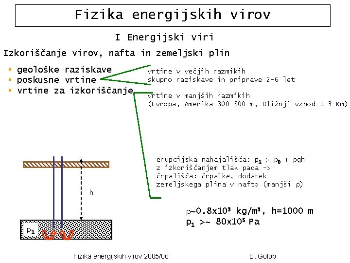 Fizika energijskih virov I Energijski viri Izkoriščanje virov, nafta in zemeljski plin § geološke