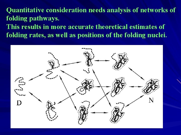 Quantitative consideration needs analysis of networks of folding pathways. This results in more accurate