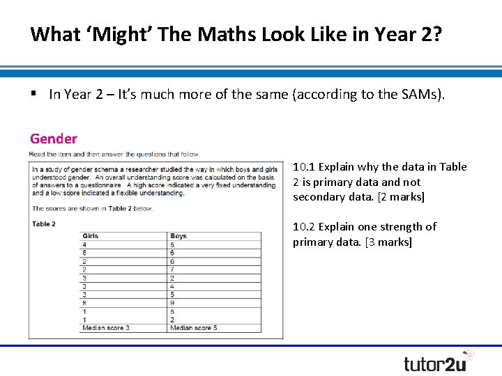 What ‘Might’ The Maths Look Like in Year 2? § In Year 2 – What ‘Might’ The Maths Look Like in Year 2? § In Year 2 –