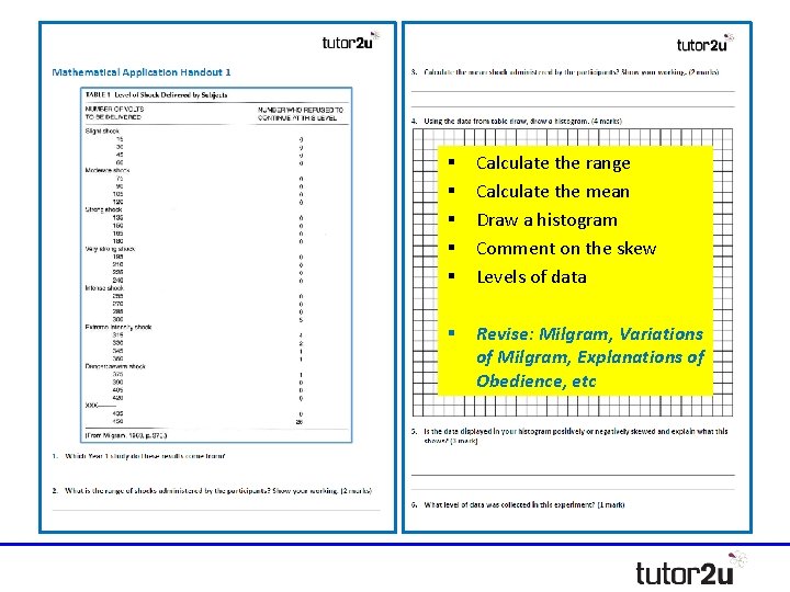§ § § Calculate the range Calculate the mean Draw a histogram Comment on § § § Calculate the range Calculate the mean Draw a histogram Comment on