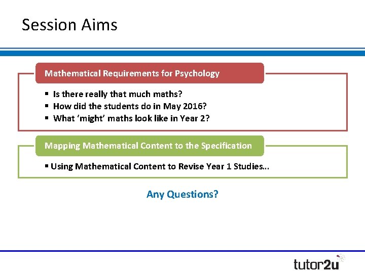 Session Aims Mathematical Requirements for Psychology § Is there really that much maths? § Session Aims Mathematical Requirements for Psychology § Is there really that much maths? §